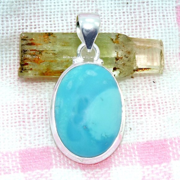 Sleeping Beauty Turquoise Arizona Pendant, Sterling Silver Turquoise Pendant - Picture 2 of 4